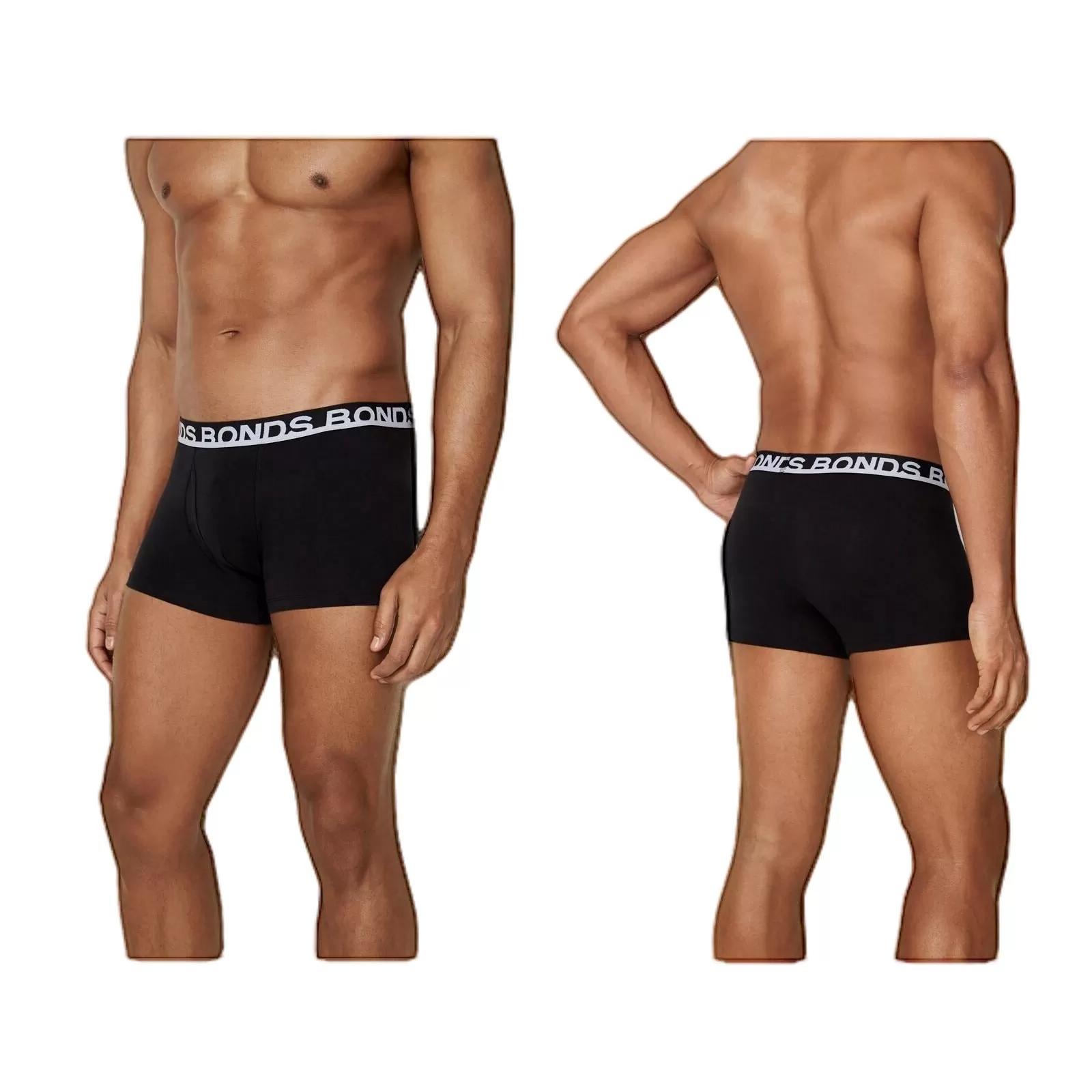 2 x Bonds Everyday Trunks - Mens Underwear Black Shorts Boxers Briefs Jocks