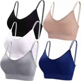 5 Pcs V Neck Tube Top Bra Padded Camisole Bra for Women Seamless Bralettes