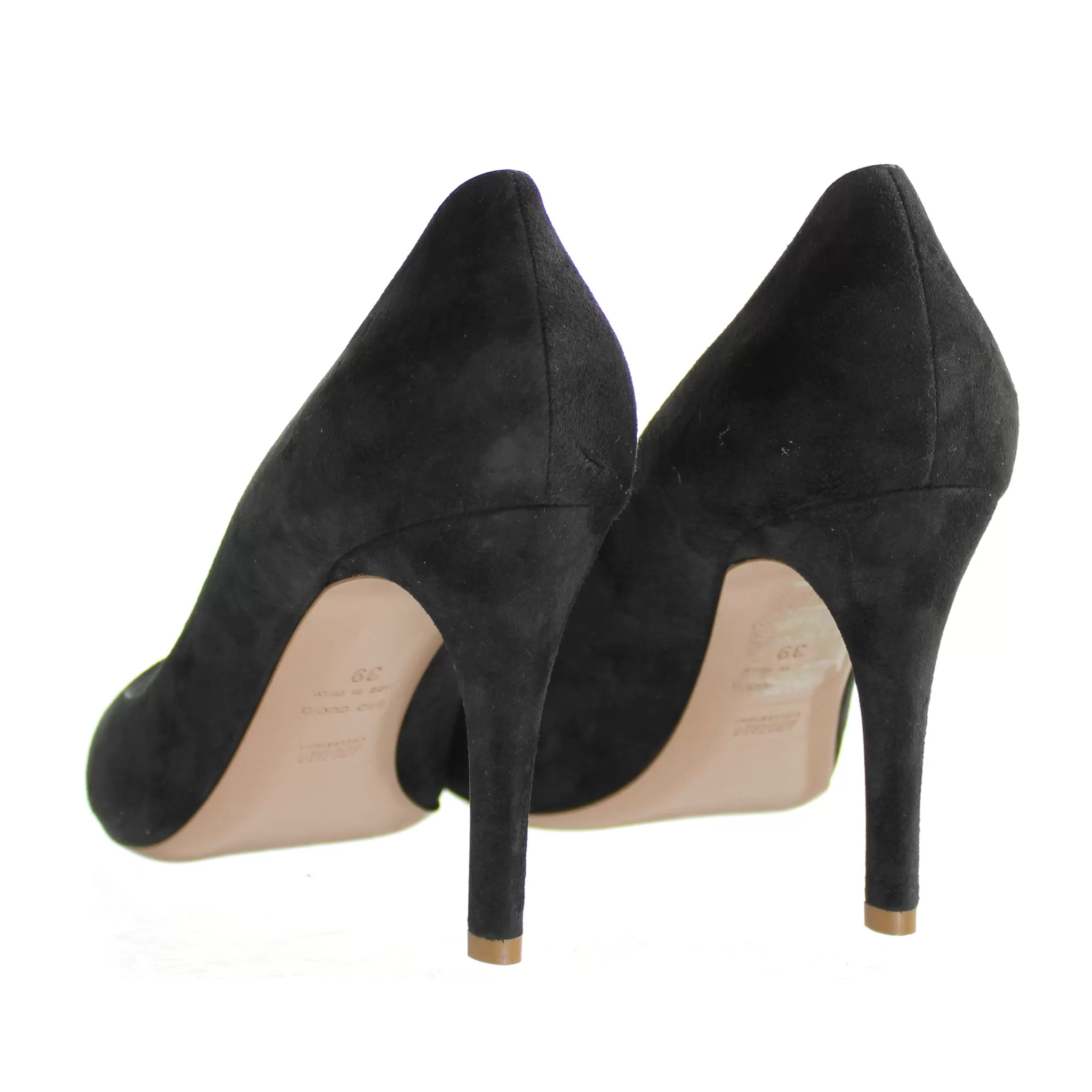 Armani Astro Grigio Black Suede Heels Womens Pumps