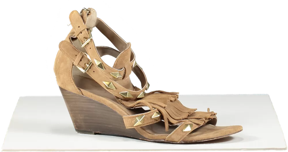 ASH Brown Taupe Suede Fringed Sandals UK 6 EU 39 👠