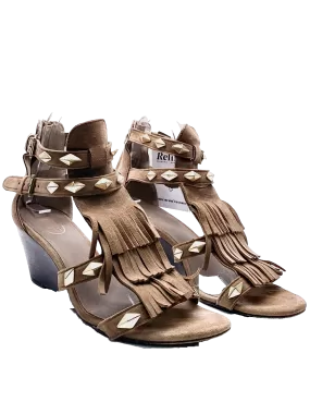 ASH Brown Taupe Suede Fringed Sandals UK 6 EU 39 👠