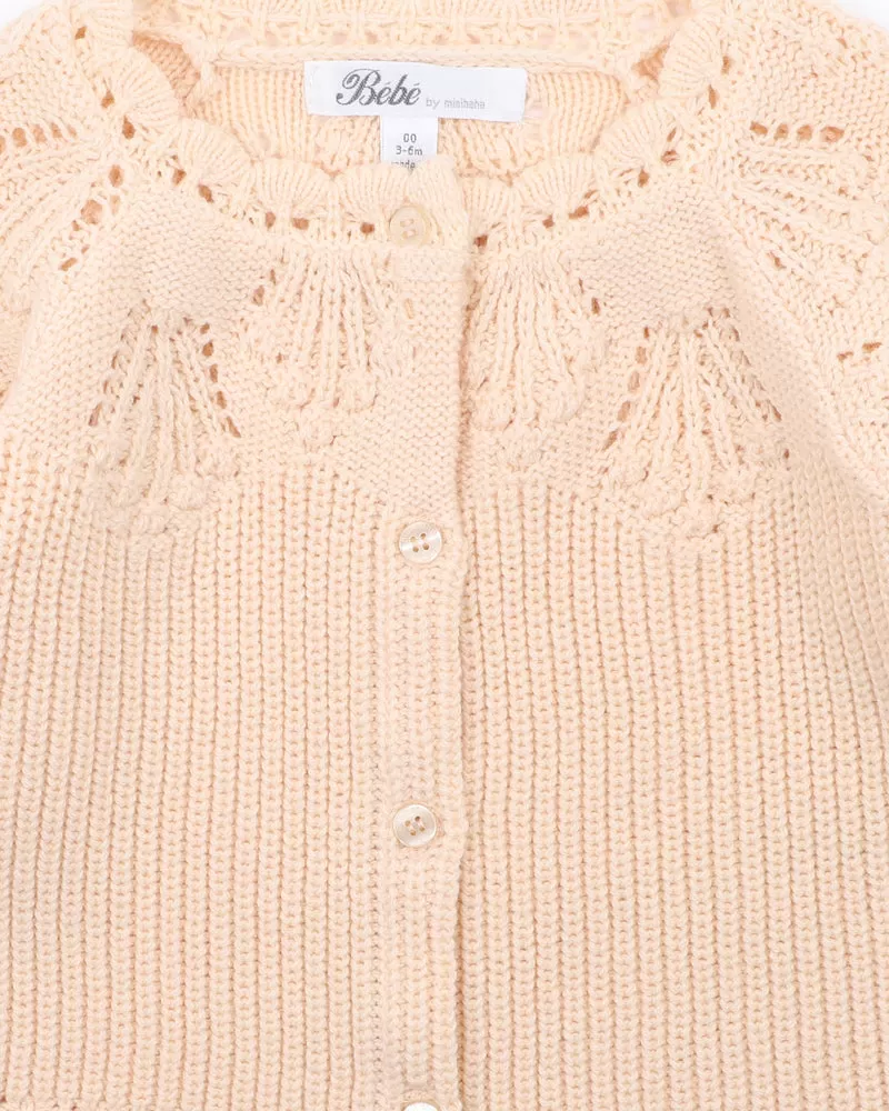 Bebe Double Cream Knitted Cardigan