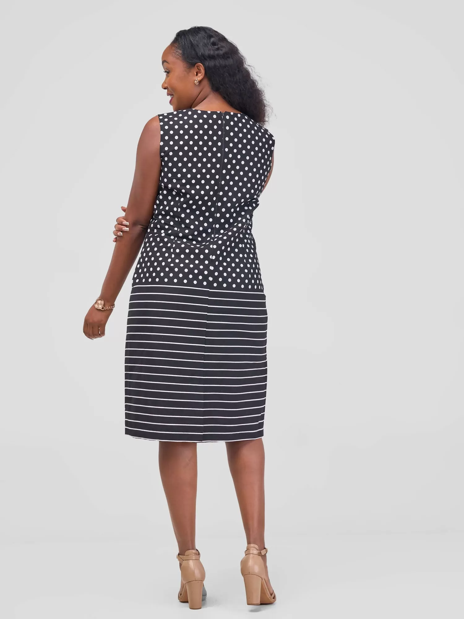 Bella Wangu Monochrome Shift Dress - Black