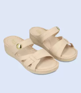 BW9731-BEIGE-Women Comfort Slipper