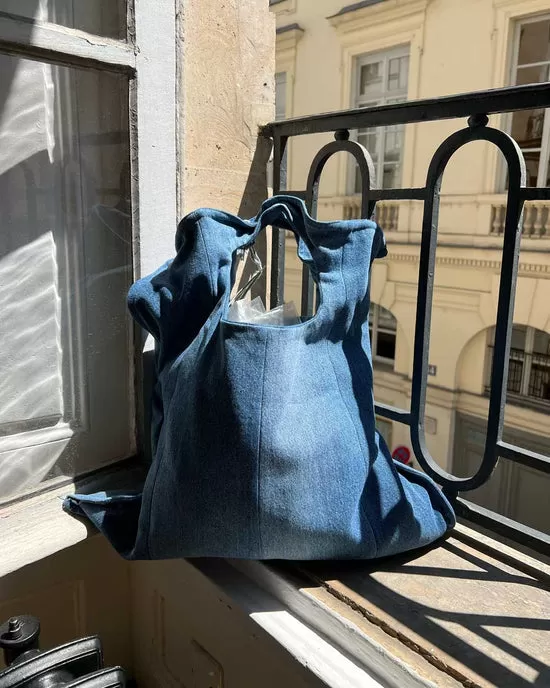 Denim crush bag