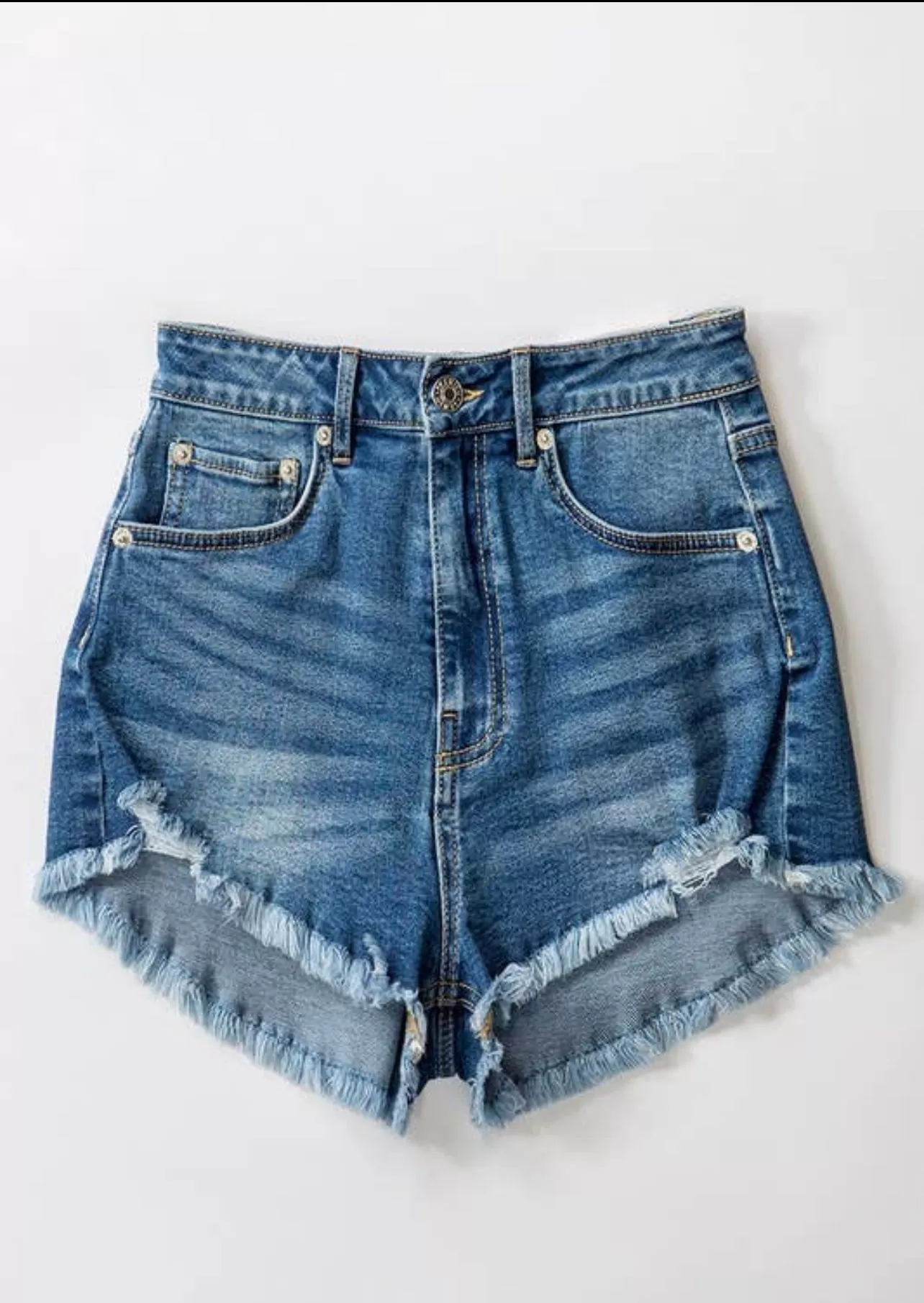 Distressed denim shorts