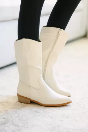 Girls: On Your Way Cream White Boots