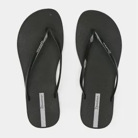 Ipanema Wave Female Slip Slops - Black/Silver