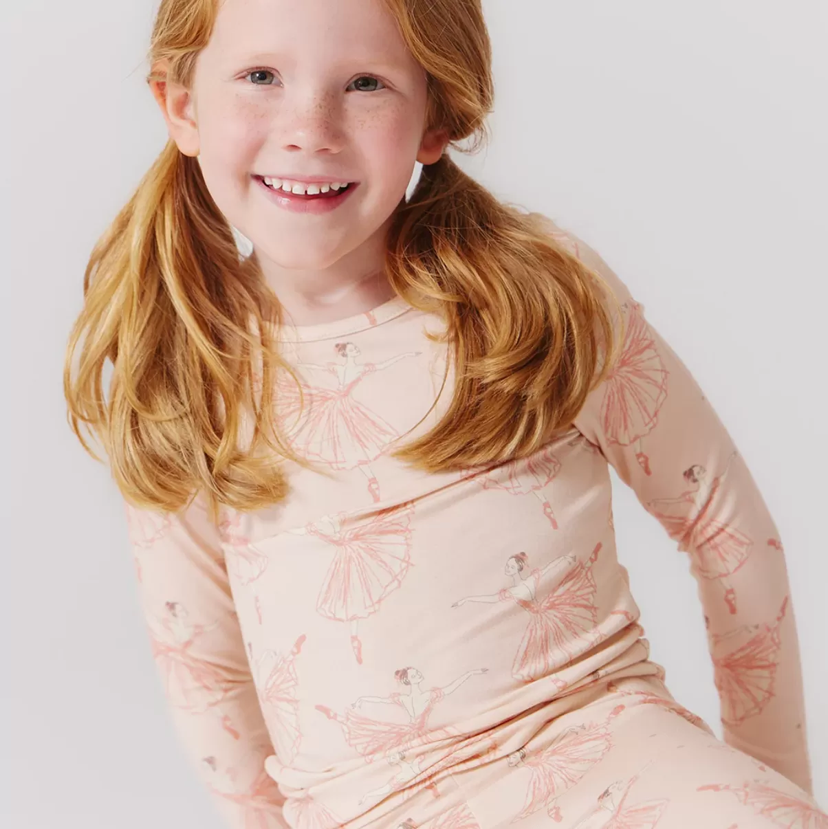 kids bamboo pj set - pink ballerinas