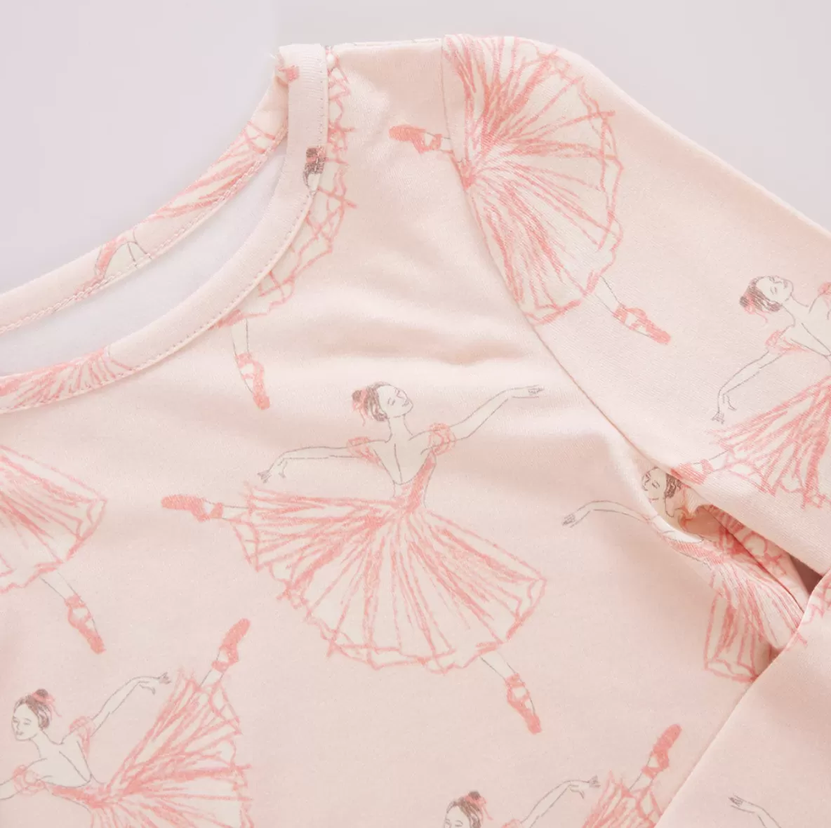 kids bamboo pj set - pink ballerinas