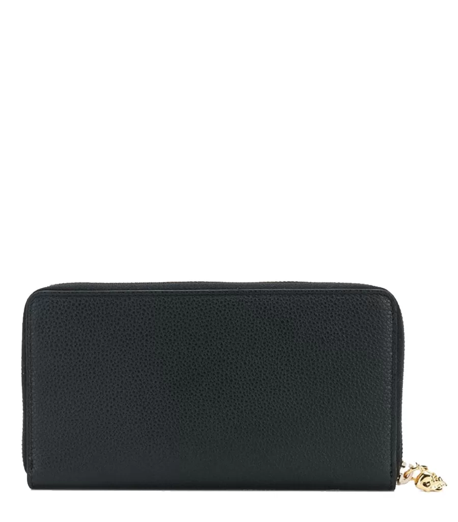 Long Zip Wallet, Black/Gold