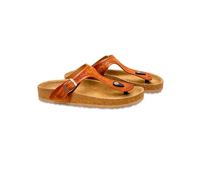 Myra Crockler Western Hand-Tooled Sandals