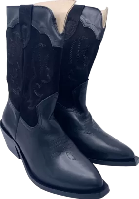 Pilcro Black Leather Cowboy Boots UK 6