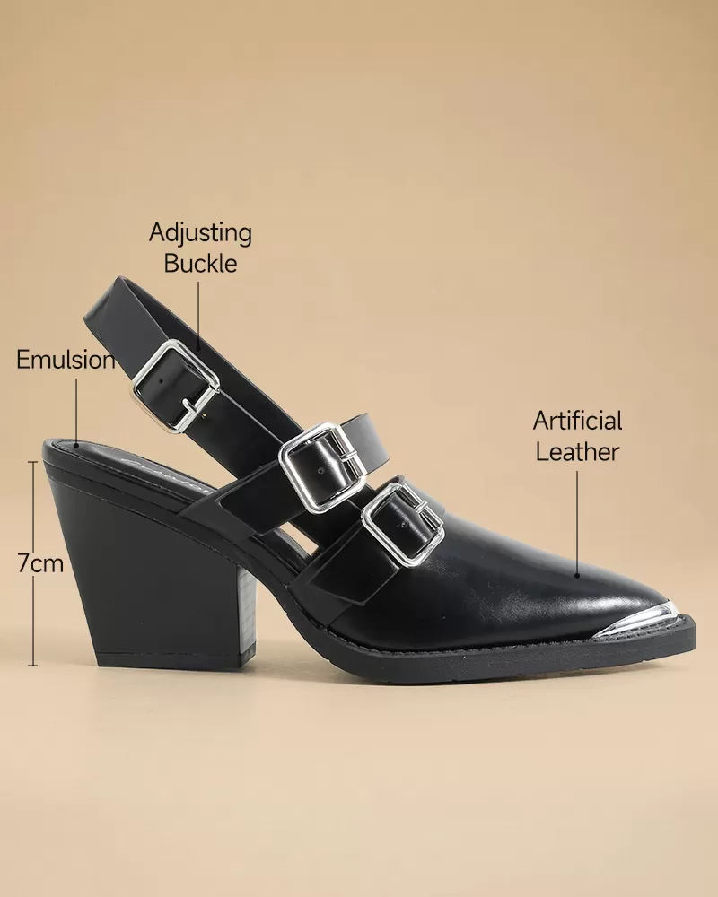 Pointed Toe Adjusting Buckle Heels