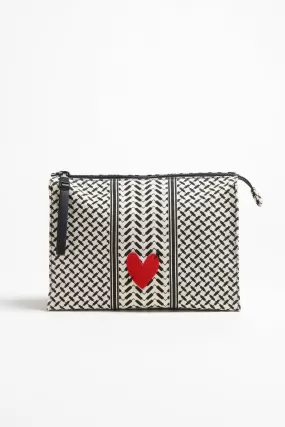 Pouch Pili 'Heart' in Schwarz/Weiß