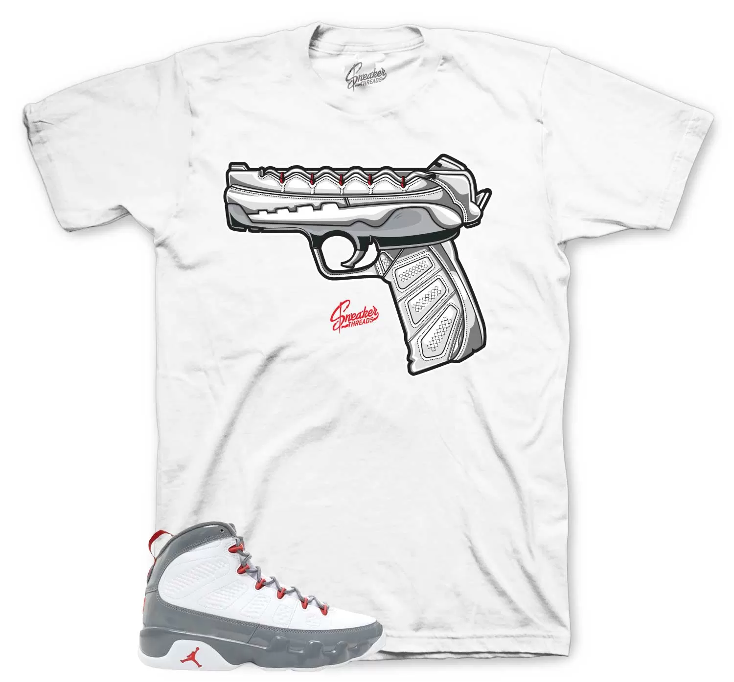 Retro 9 Fire Red Shirt - Nines - White