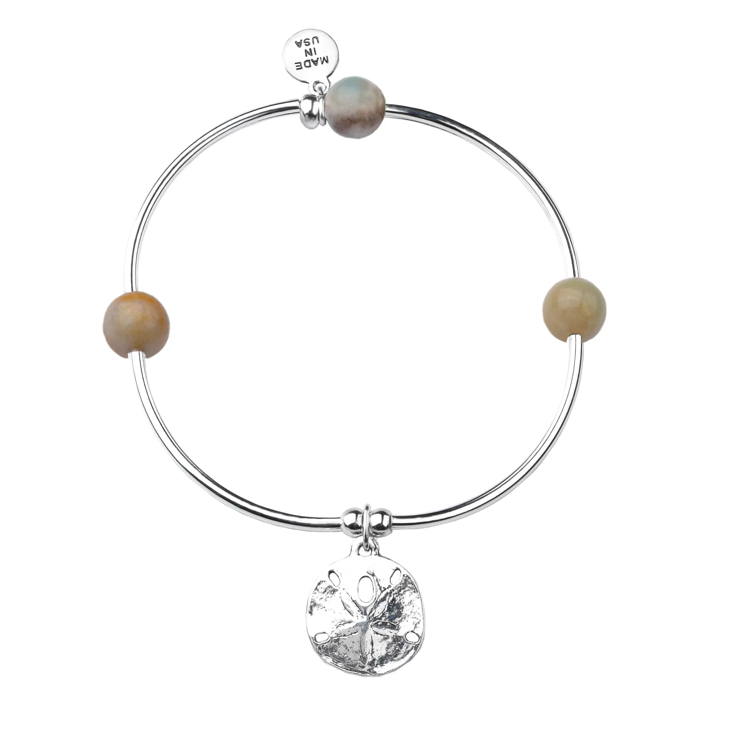 Sand Dollar | Soft Bangle Charm Bracelet | Amazonite