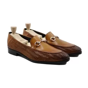 Schalke - Men's Clay Brown Calf And Hand Woven Leather Loafer