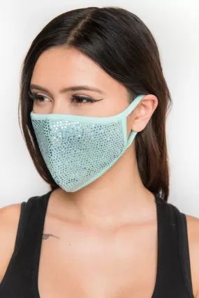 Sequin Face Mask - Teal