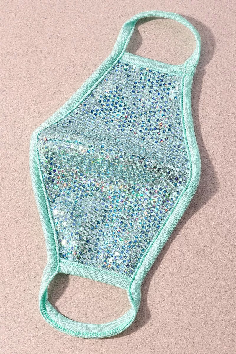 Sequin Face Mask - Teal