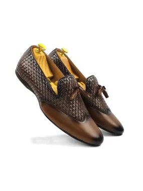 Tan Two-Tone Chatai Tassel Loafers