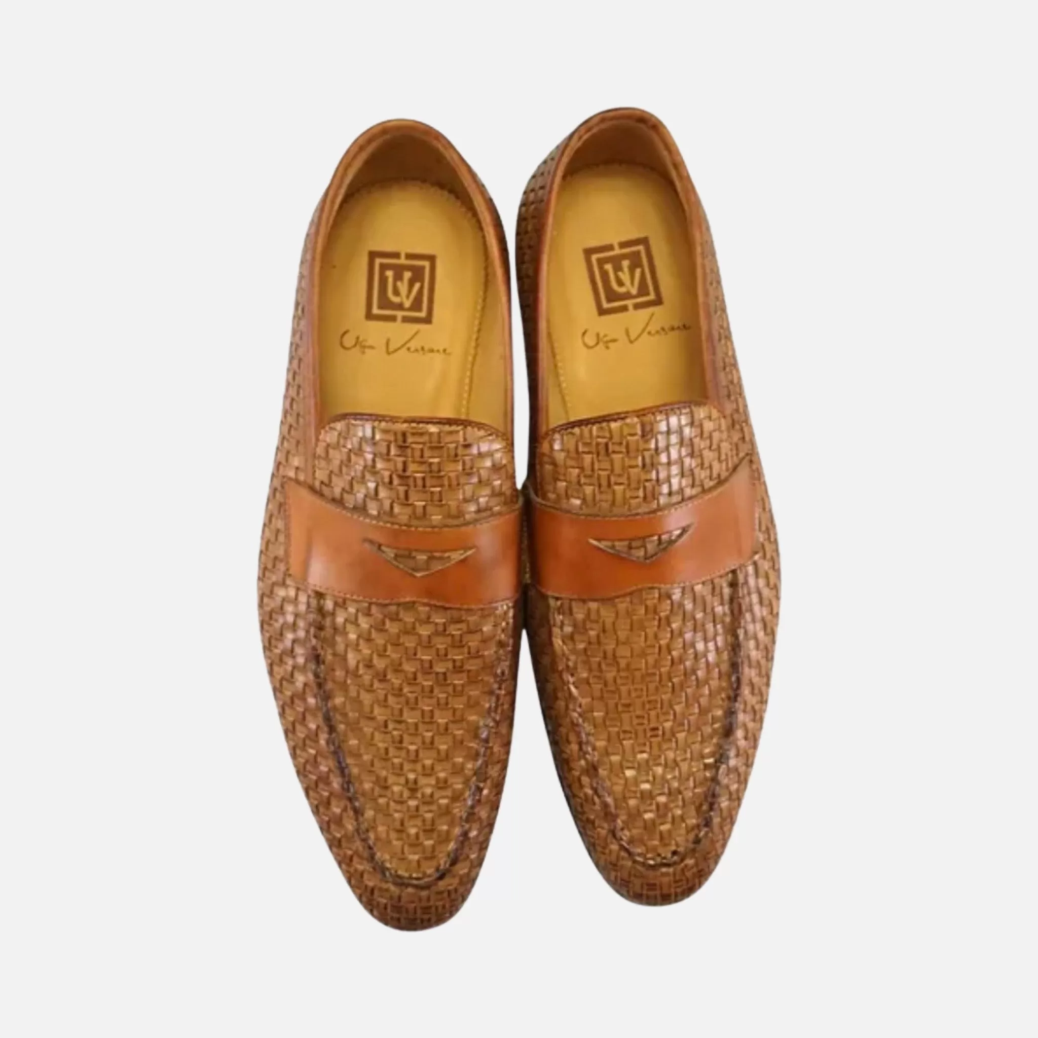 Ugo Vasare Brown Woven Loafers - Handmade with Goodyear Welt Construction