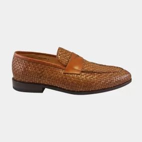 Ugo Vasare Brown Woven Loafers - Handmade with Goodyear Welt Construction