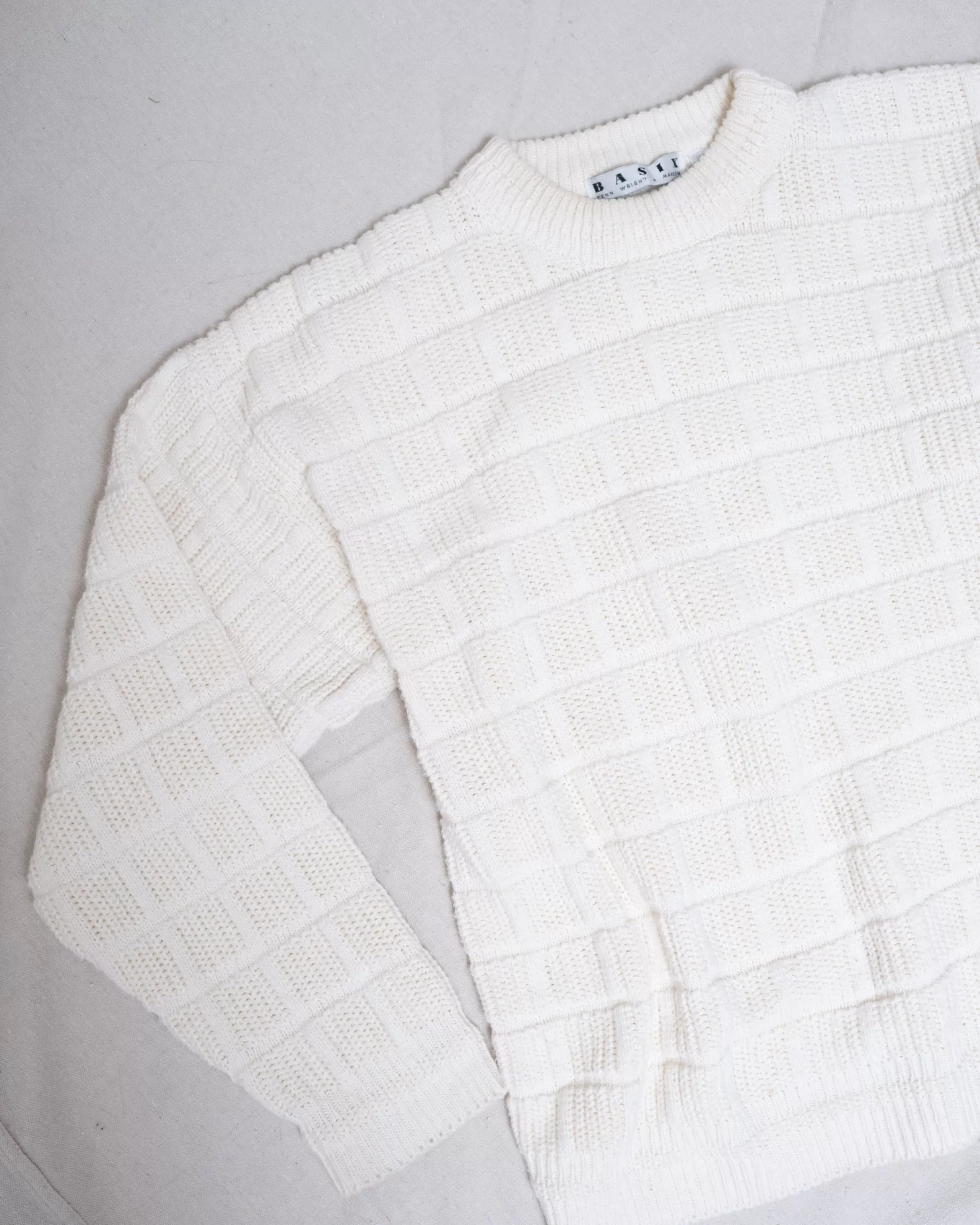 Vintage Creme Chunky Knit Sweater (S/M)