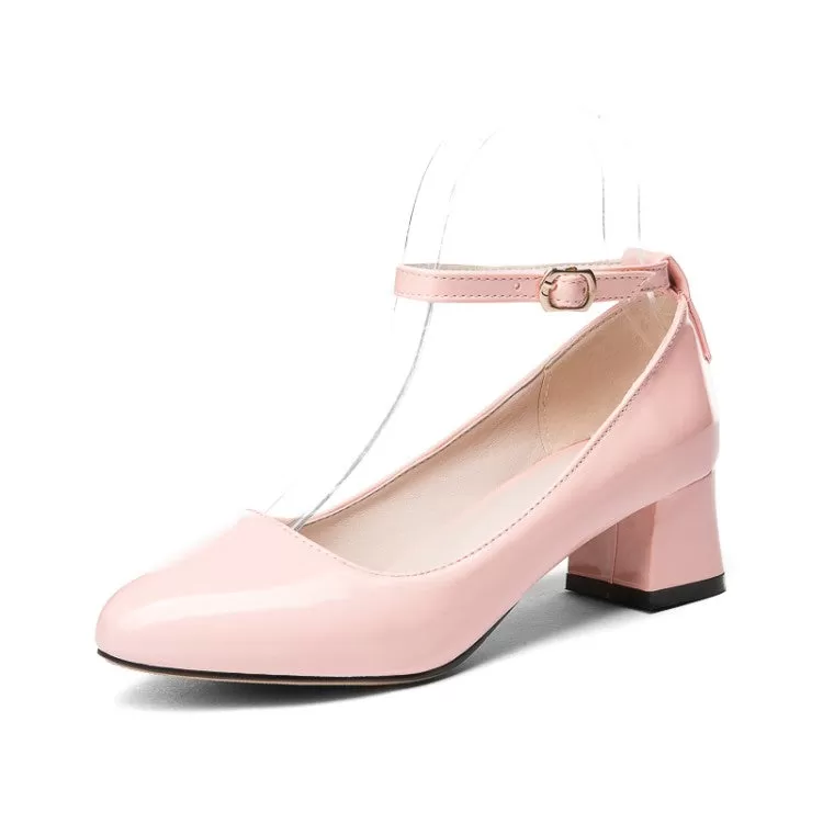 Women's Mary Jane Patent Leather Block Heels Pumps